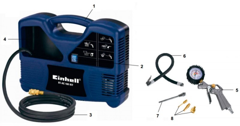 Компрессор Einhell BT-AC 180Kit - 1