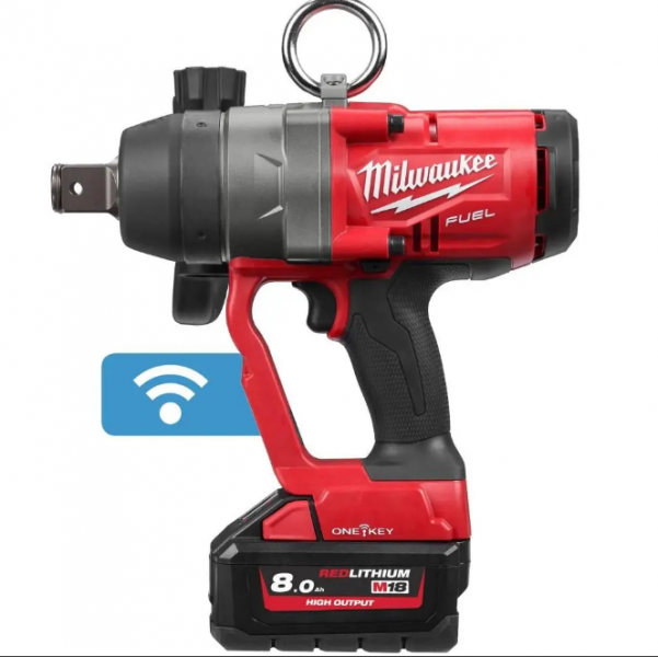 Гайковерт високомоментний 1" (2400 Нм) M18 FUEL з фіксацією кільцем ONE-KEY Milwaukee: з АКБ 18V 2шт-8 Ah+ЗП, 2500уд/хв, 1670об/хв - 1