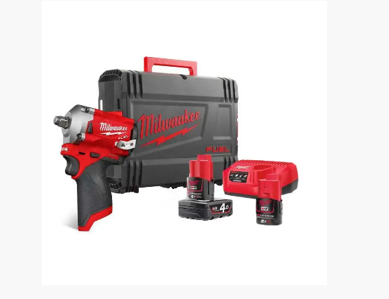 Професійний гайкокрут акумуляторний Milwaukee M12 FIWF12-422X : з АКБ 12V 2шт-4.0 Ah, 339 Нм, 3200 уд/хв, 2700 об/хв, квадрат 1/2
