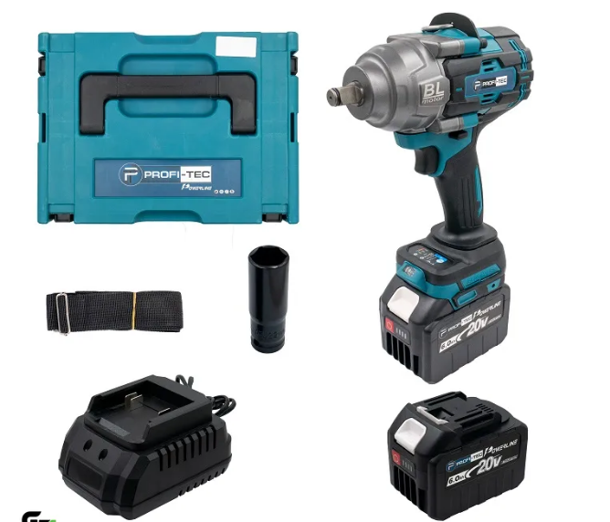 Акумуляторний гайковерт PROFI-TEC PTW1002BL (20В, max 1000 Нм, 1/2″) (2 х 6.0Аг, зарядне, кейс) - Акумуляторний гайковерт PROFI-TEC PTW1002BL 