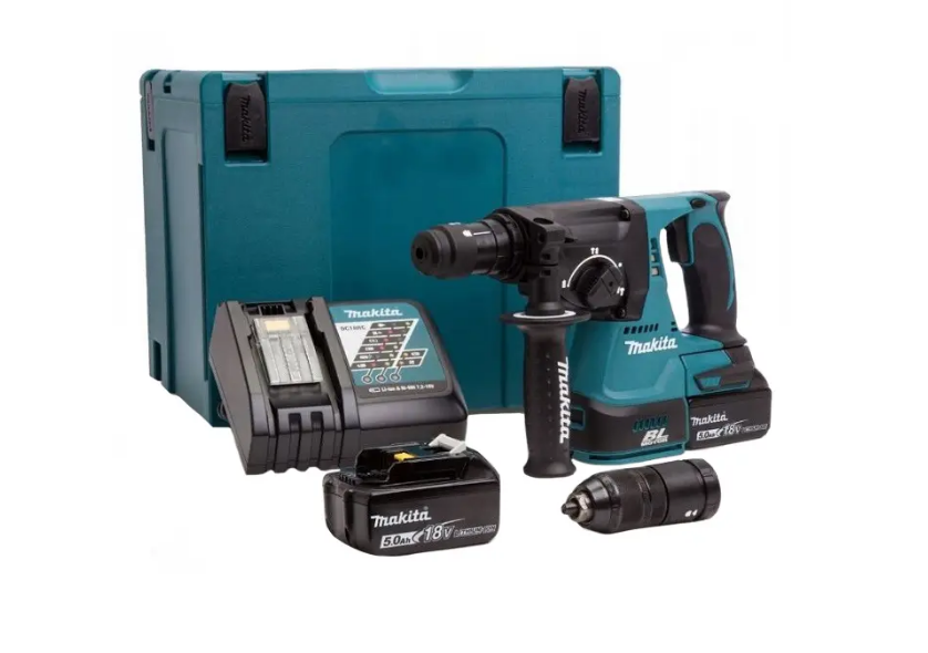 Професійний акумуляторний перфоратор Makita DHR243RTJ : з АКБ 18V 2шт-5.0Ah, 2 Дж, SDS+ - Професійний акумуляторний перфоратор Makita DHR243RTJ : з АКБ 18V 2шт-5.0Ah, 2 Дж, SDS+