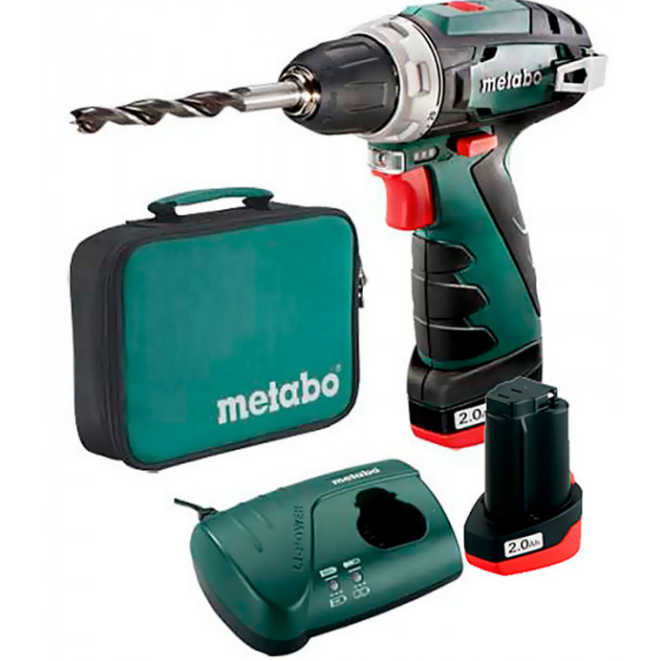 Акумуляторний шуруповерт Metabo PowerMaxx BS Basic 2х2,0 Ач в сумці  -  Metabo PowerMaxx BS Basic 2х2,0 Ач