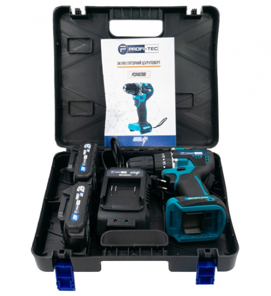 МОЩНЫЙ АККУМУЛЯТОРНЫЙ ШУРУПОВЕРТ PROFI-TEC PCD4020BL POWERLINE: С АКБ 2 ШТ-20V Х 2.0 AH + ЗП, 40 НМ - 6