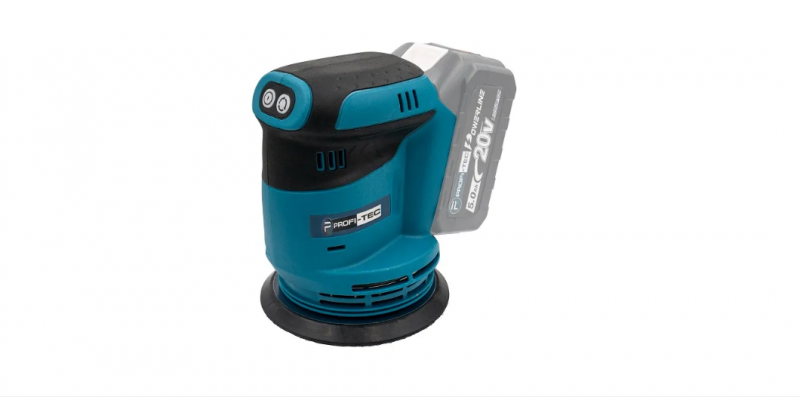 МОЩНАЯ АККУМУЛЯТОРНАЯ ОРБИТАЛЬНАЯ ШЛИФМАШИНА PROFI-TEC POS2080BL POWERLINE: C АКБ 2-ШТ 20V 5.0AH+ЗУ - 3