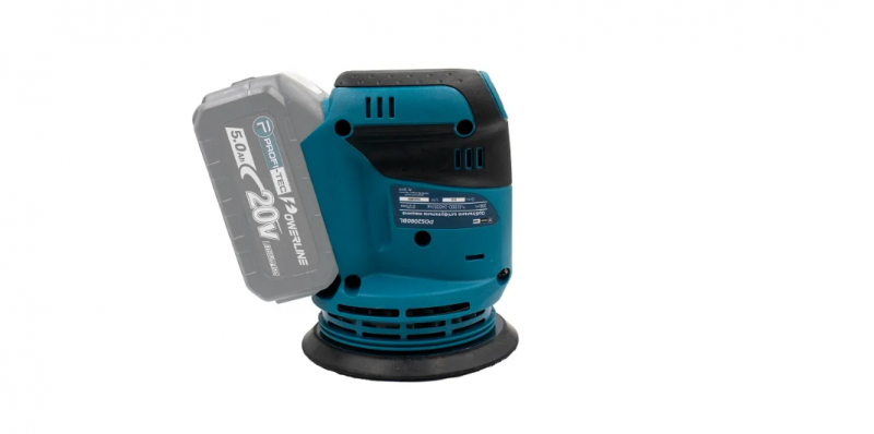 МОЩНАЯ АККУМУЛЯТОРНАЯ ОРБИТАЛЬНАЯ ШЛИФМАШИНА PROFI-TEC POS2080BL POWERLINE: C АКБ 2-ШТ 20V 5.0AH+ЗУ - 5