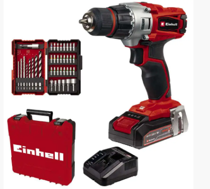 ШУРУПОКРУТ 18В З ЛІТІЄВОЮ БАТАРЕЄЮ І ПІДСВІЧУВАННЯМ EINHELL TE-CD 18/2 LI+39 З НАБОРОМ БІТ І СВЕРДЕЛ У КЕЙСІ - 1