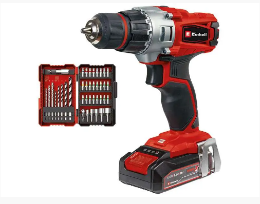 ШУРУПОКРУТ 18В З ЛІТІЄВОЮ БАТАРЕЄЮ І ПІДСВІЧУВАННЯМ EINHELL TE-CD 18/2 LI+39 З НАБОРОМ БІТ І СВЕРДЕЛ У КЕЙСІ - ШУРУПОКРУТ 18В З ЛІТІЄВОЮ БАТАРЕЄЮ І ПІДСВІЧУВАННЯМ EINHELL TE-CD 18/2 LI+39 З НАБОРОМ БІТ І СВЕРДЕЛ У КЕЙСІ